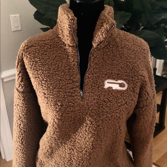 Tan Quarter Zip Pullover Sherpa Fleece - Picture 2 of 5